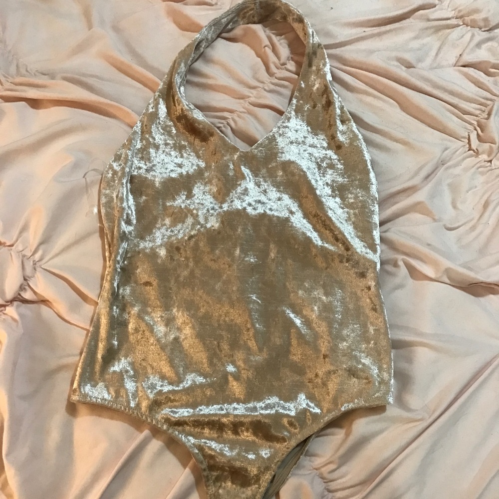 Soft Champagne Colored Halter Bodysuit